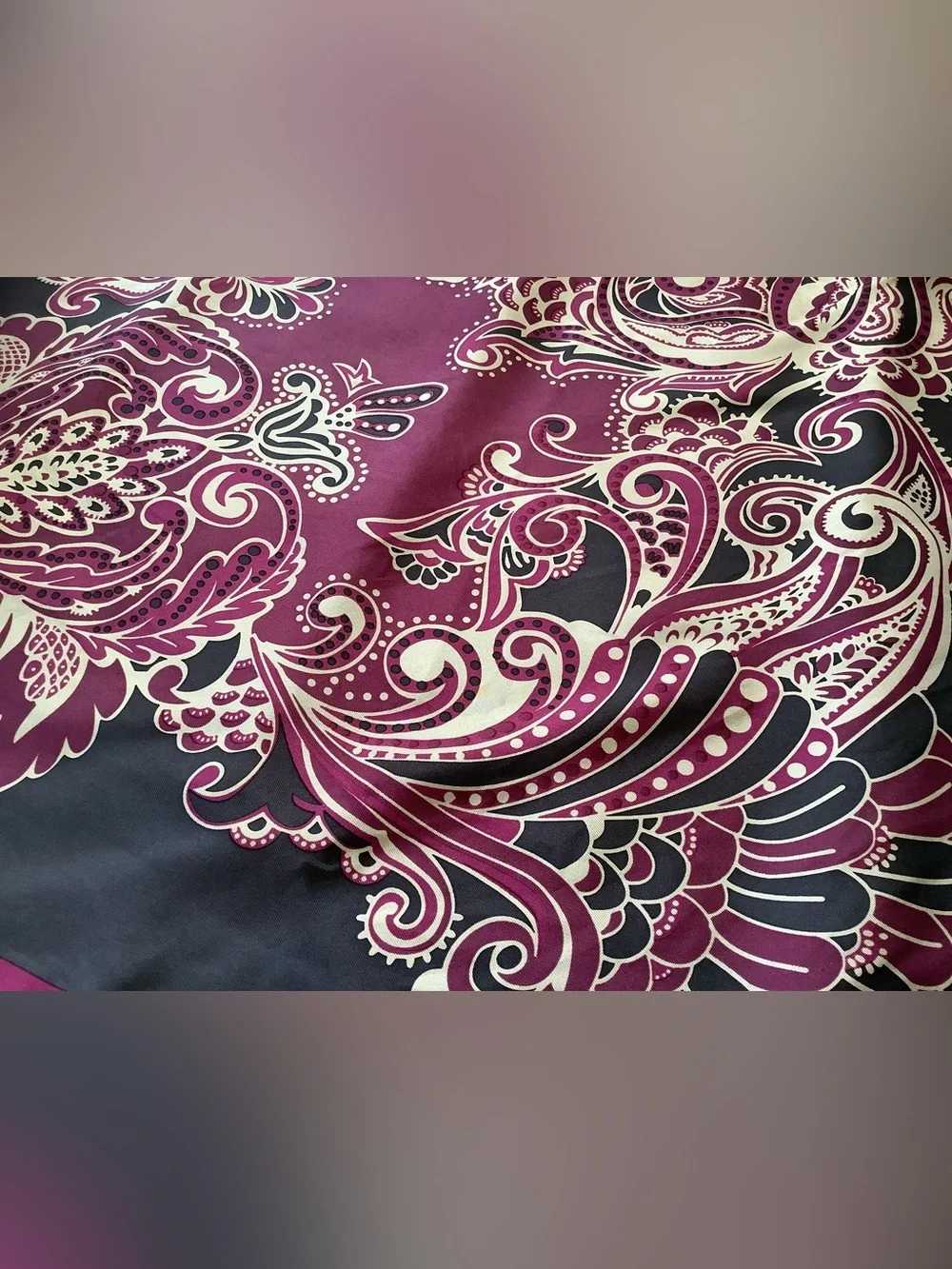 Pink and Gray Paisley Silk Scarf